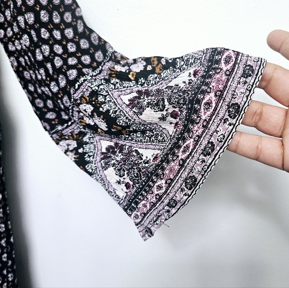 Knox Rose Paisley & Batic Print Flowy Quater Sleeve Midi sz M Tunic Dress - Picture 4 of 11